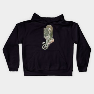 Vintage Lizard Dragon with Palm Fronds Kids Hoodie